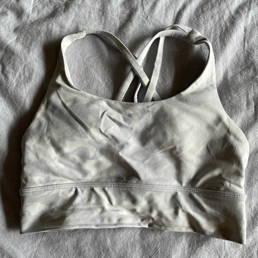 Lululemon ivory camo cross back sports bra